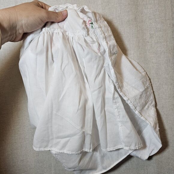 Sweet Southern Smock White Swiss Dot Pink Rose Smocking Ruffle Sleeve Girl 2T - Picture 7 of 9